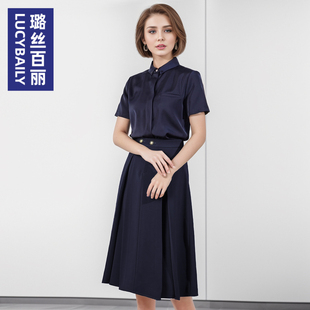 职业短袖 套装 套裙高级感洋气搭配 干练气质女装 璐丝百丽2025夏新款