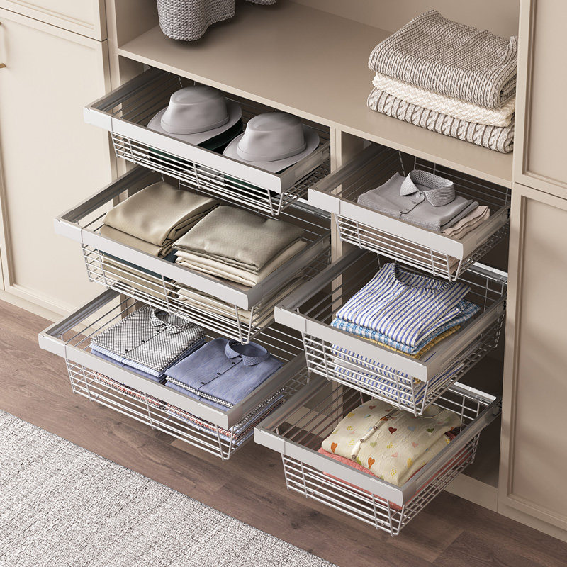 衣柜拉篮抽屉式裤架伸缩滑轨衣柜内部家用抽拉架分层收纳储物拉篮,基础建材,柜内裤架,淘宝优惠券,粉丝福利购,淘宝优惠卷