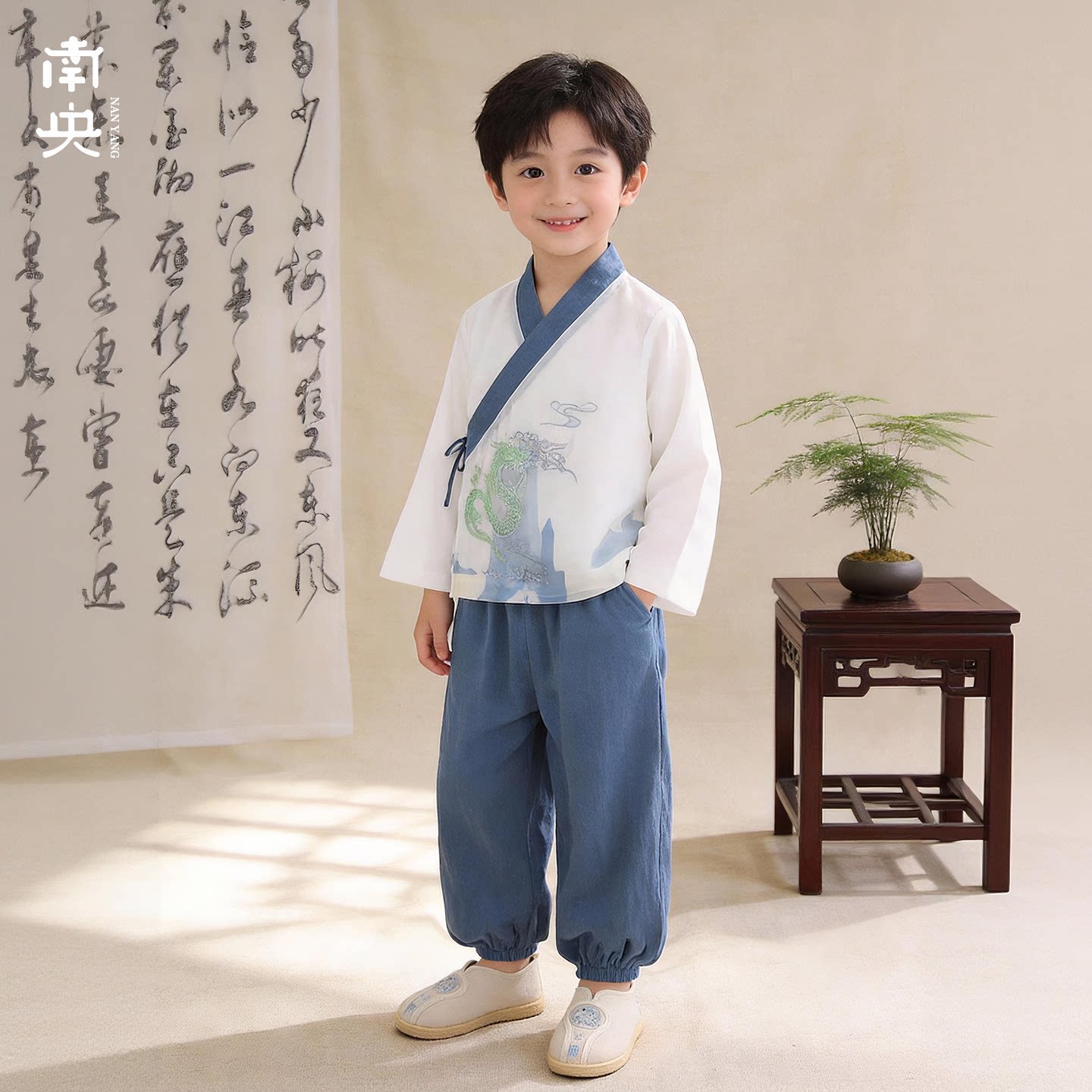 南央儿童改良明制汉服男童长袖图片