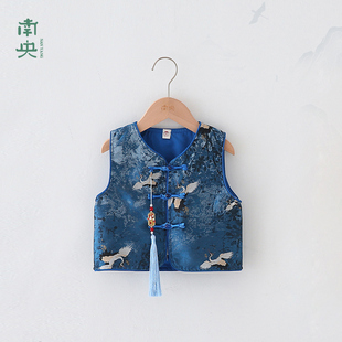 宝宝马甲新款汉服男童古装春秋季儿童唐装背心男孩新中式国风马夹