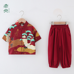 国风高级汉服男童夏季薄款新中式童装小男孩古装儿童唐装套装帅气