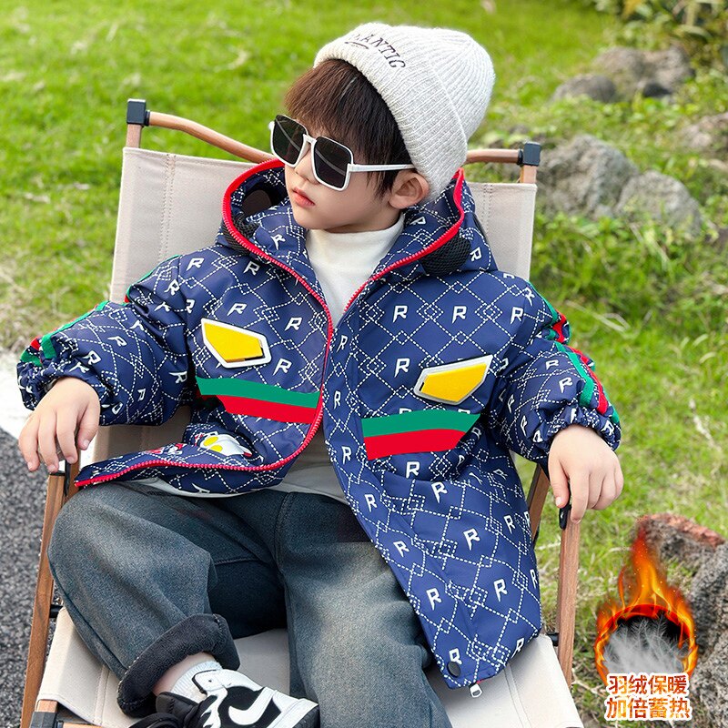 奥特曼儿童羽绒服男童冬季2026新款宝宝加厚外套冬装男孩50白鸭绒