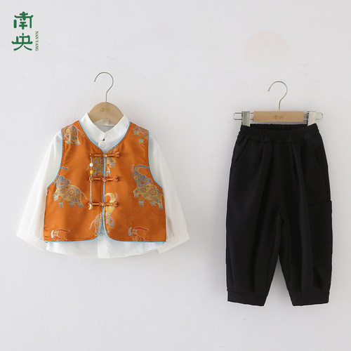 日常可穿汉服男童国风马甲套装
