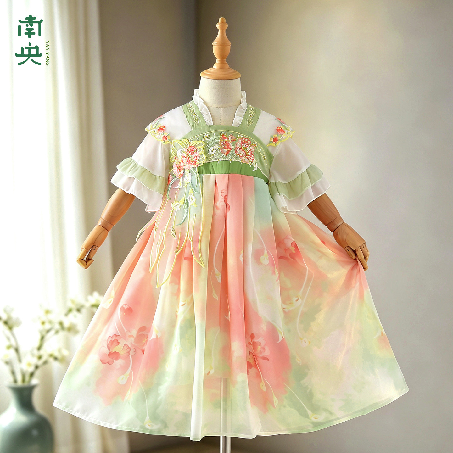 唐制汉服女童襦裙夏季薄款短袖古风连衣裙儿童国风裙子宝宝演出服