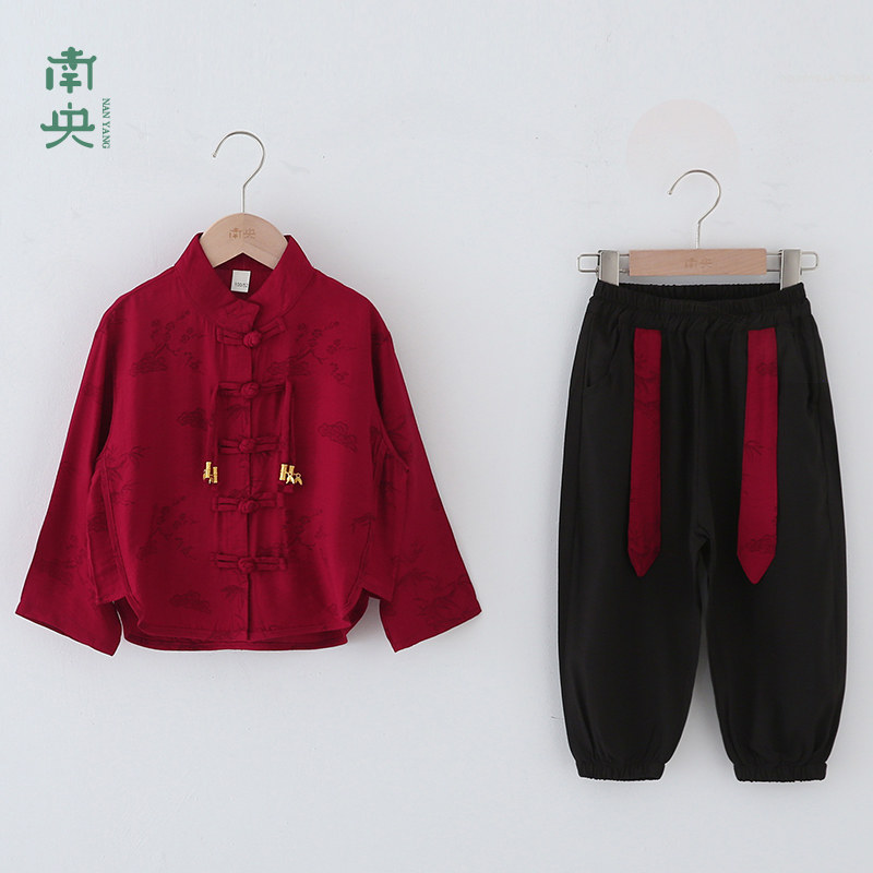 儿童唐装红色套装新款男童汉服