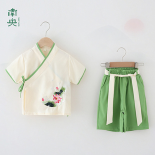 男童汉服夏季薄款儿童唐装中国风男孩复古短袖套装演出国学服夏天
