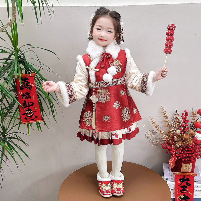 加绒加厚汉服女童2026秋冬季儿童