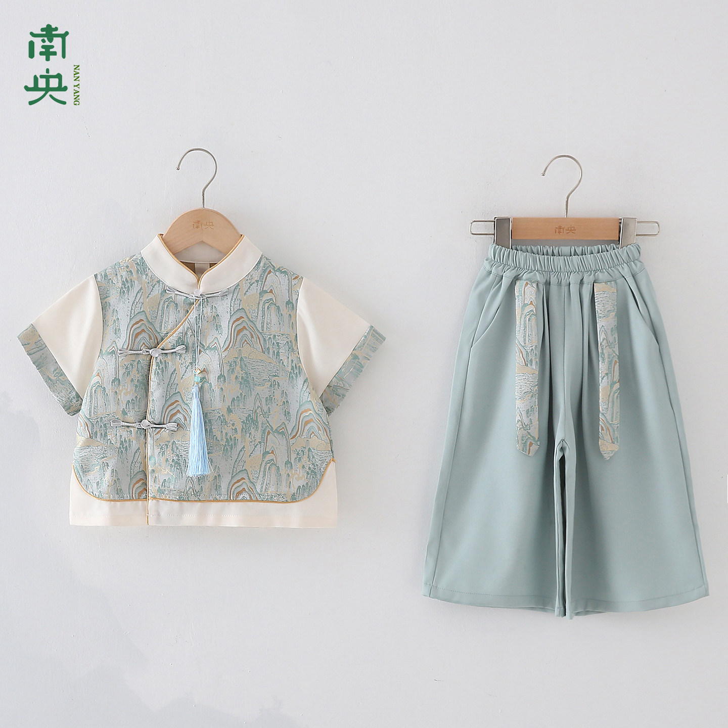 南央新款汉服男童短袖长裤套装夏图片