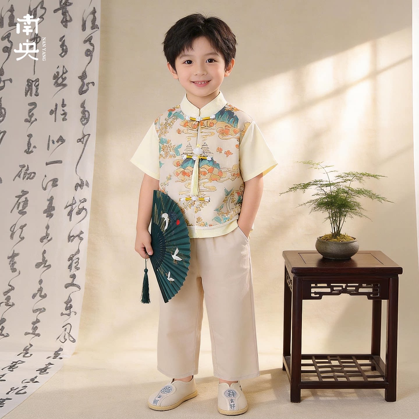 夏季薄款新中式儿童唐装男孩古装图片