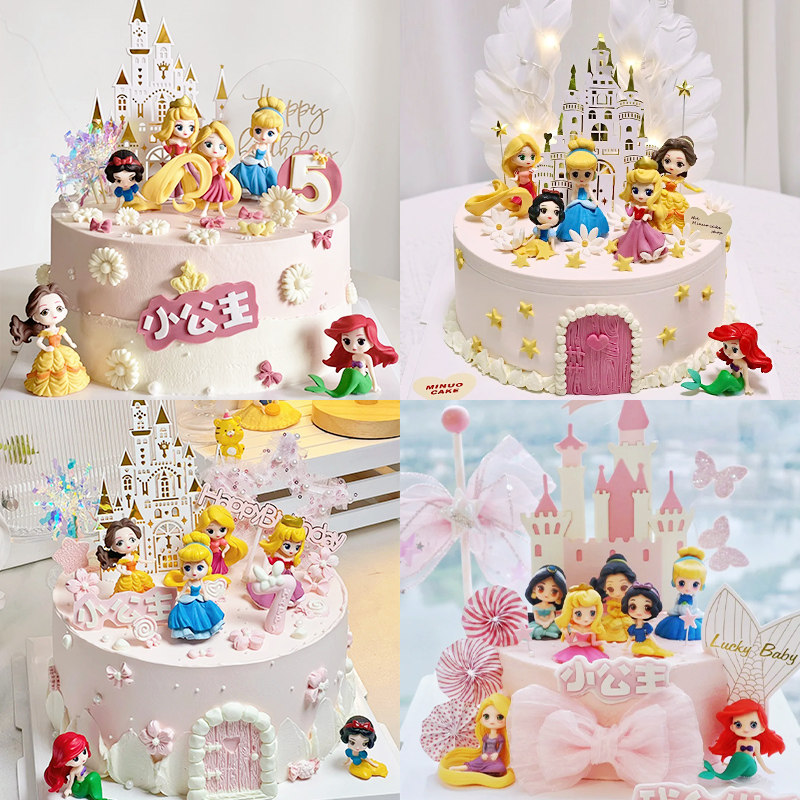 网红卡通小公主生日蛋糕装饰摆件迷你红发美人鱼艾莎白雪贝尔烘焙,节庆用品/礼品,节日装扮用品,淘宝优惠券,粉丝福利购,淘宝优惠卷