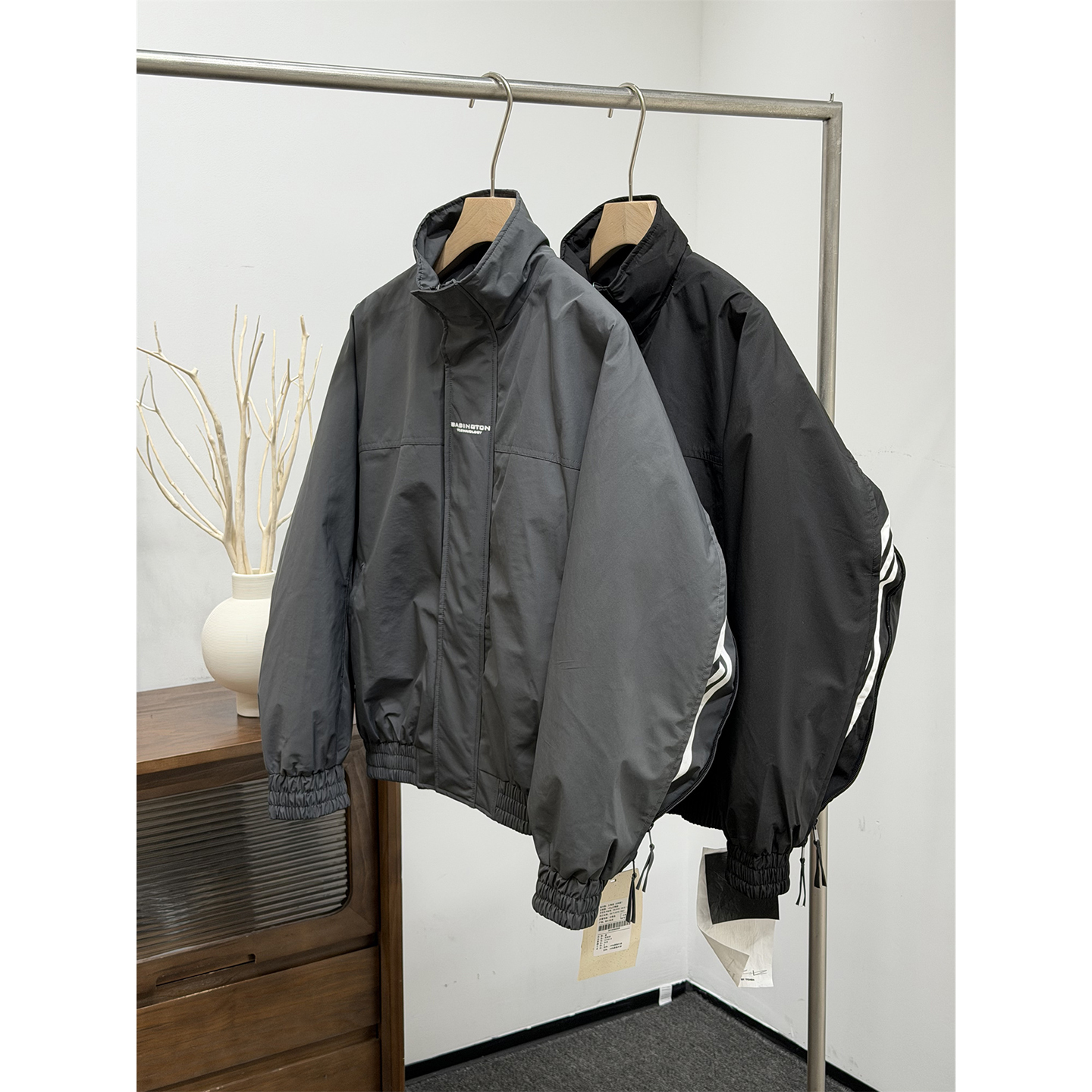 秋冬季拉链拼接立领飞行员夹克男士美式复古休闲宽松高级感外套潮