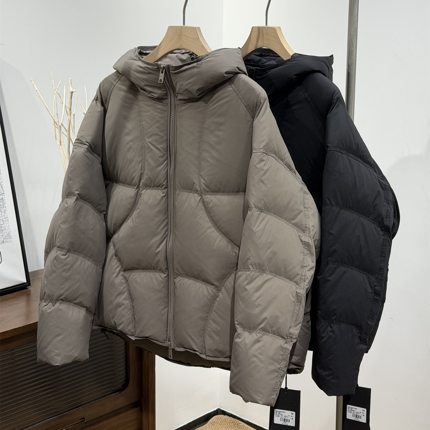 目写冬季新款鹅绒连帽羽绒服男女高级感韩版简约宽松加厚保暖外套