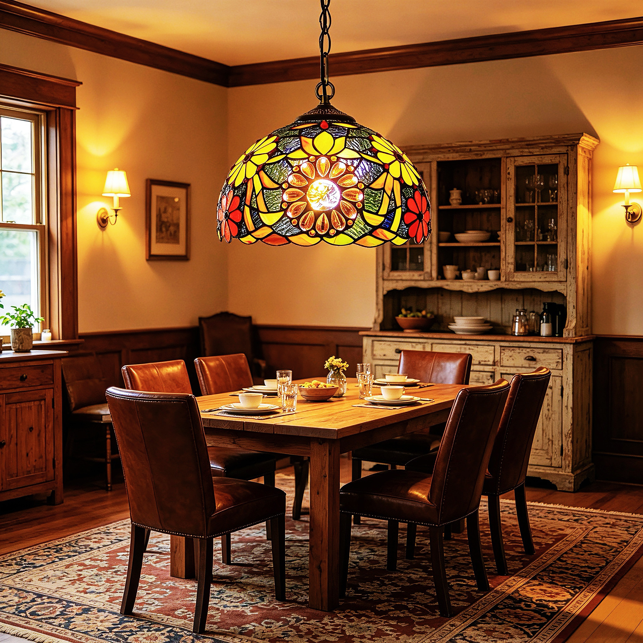 阳台过道灯港式地中海茶室餐厅酒吧灯彩色玻璃欧式卧室奶茶店吊灯