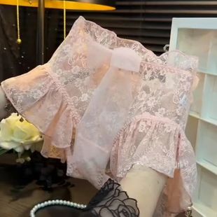 性感蕾丝花苞花仙子大码内裤女胖mm200斤纯欲网纱透气公主三角裤