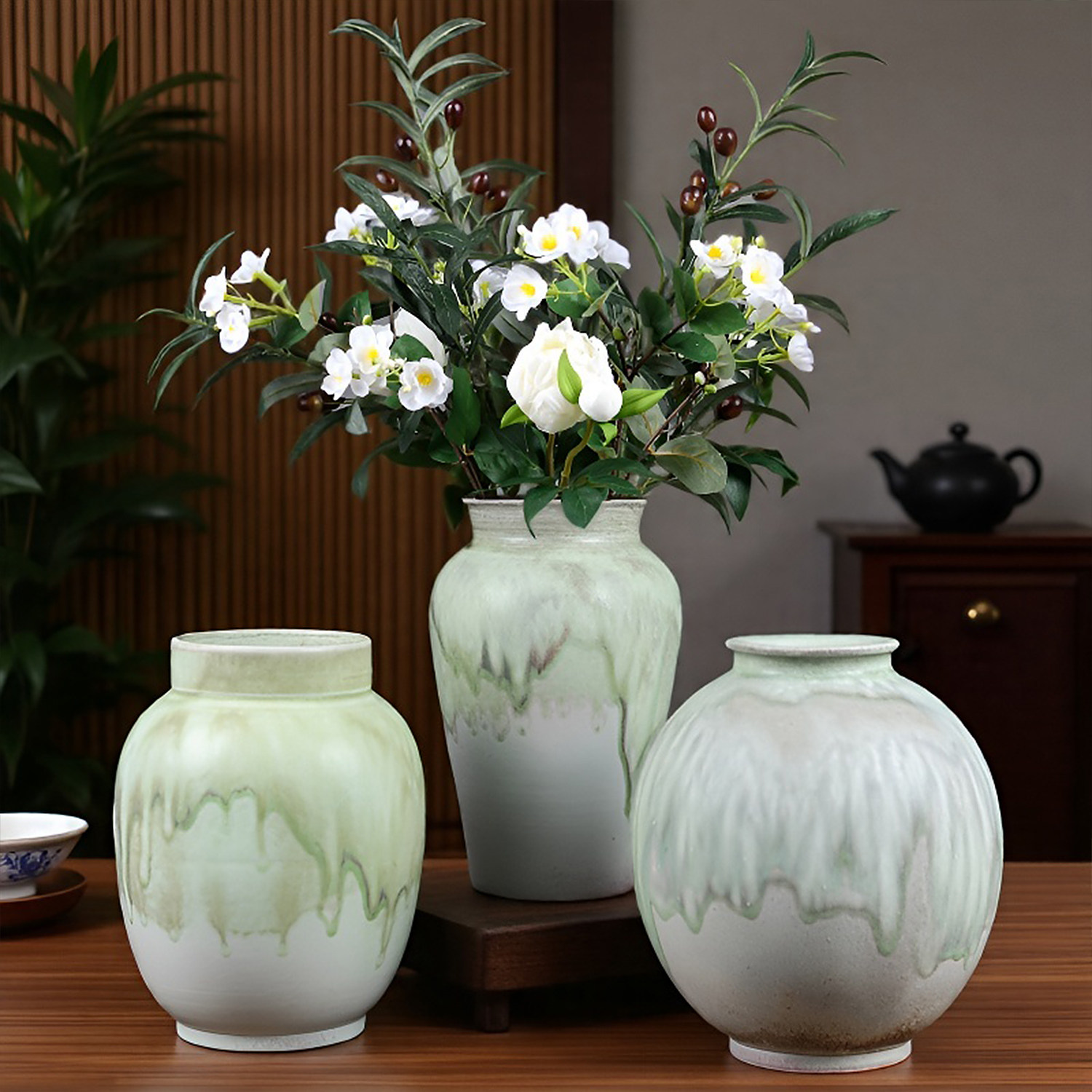 手工窑变陶瓷花瓶高级感客厅插花