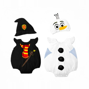 新生雪宝连体包屁衣爬服哈衣夏小童巫师波特学院风万圣节婴儿服装