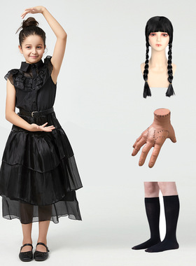 亚当斯一家cos表演服纱裙星期三连衣裙亚当斯黑色纱裙亚当斯