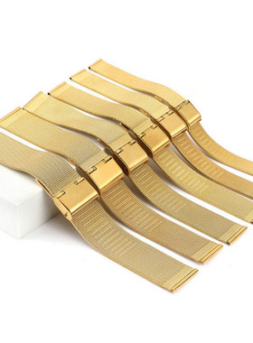 18/20/22mm 米兰尼斯不锈钢表带网带金色电镀