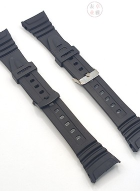 代用CASI0西欧W-96H表带树脂PU手表带橡胶防水黑色替换
