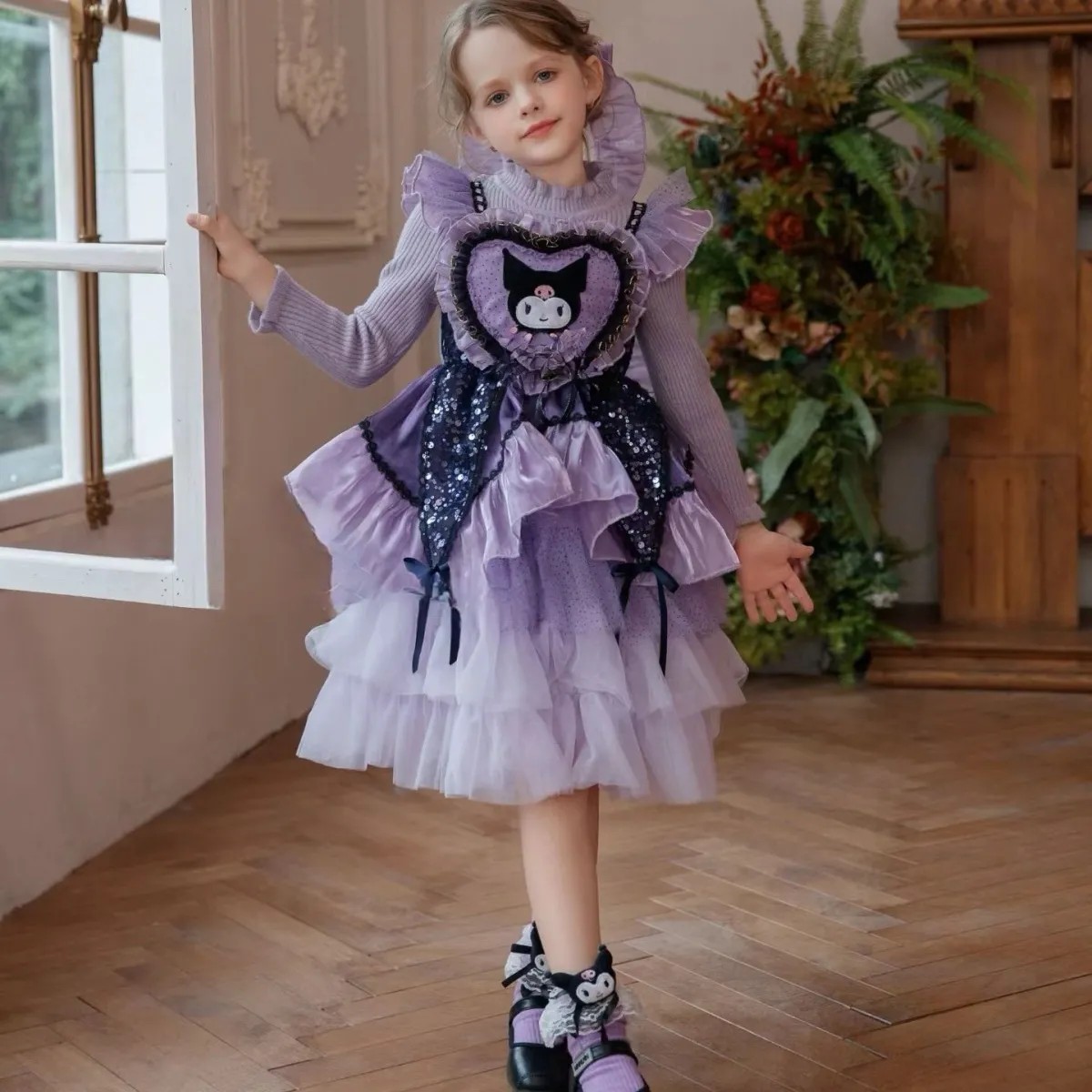 女童秋冬毛衣裙库洛米裙子洛丽塔公主裙儿童洋气裙子宝宝生日裙
