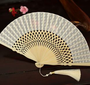 出口外贸高档6寸女扇古典风汉服旗袍日用扇夏季携带小扇子白色