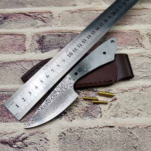 大马士革钢刀胚手工小直刀片水果刀DIY花纹钢半成品多功能刀具