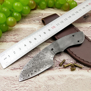 大马士革钢刀胚沉香刀片小直刀胚DIY半成品花纹钢半成品水果刀坯