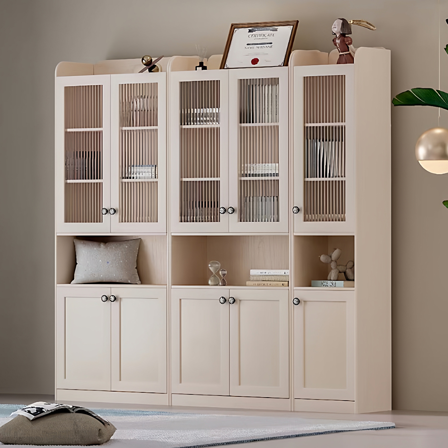 全实木书柜两门书柜现代简约书房储物柜美式书橱儿童成人书房书架