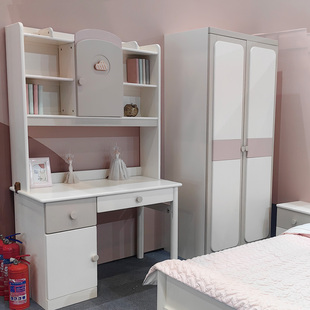 100%纯实木儿童衣柜卧室女孩简易小户型女童粉色收纳衣柜特价