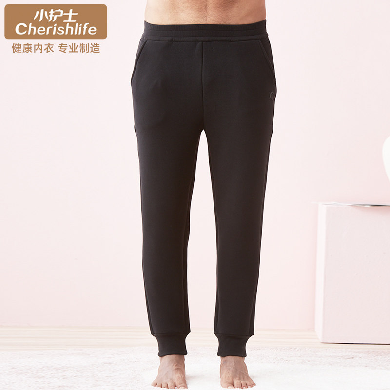 小护士保暖裤男士冬季加绒加厚休闲长裤运动防风裤女外穿黑色棉裤