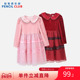 铅笔俱乐部2025秋冬新款 女童连衣裙中大童金丝绒网纱裙子儿童百搭
