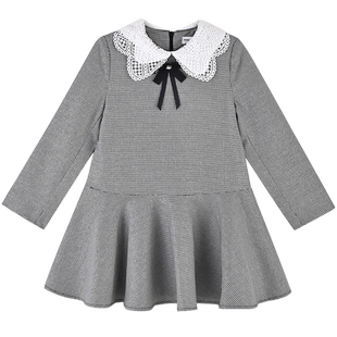 铅笔俱乐部童装2025年春秋新款女童连衣裙中大童千鸟格学院风裙子