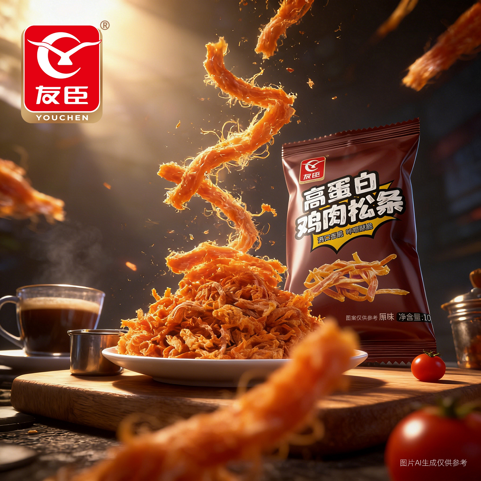 友臣高蛋白鸡肉干脆条原味休闲解馋零食鸡肉条肉松风干零食旗舰店