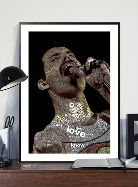 皇后乐队装饰画客厅沙发背景墙画现代简约Queen摇滚音乐海报挂画