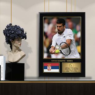 网球签名装饰画客厅沙发背景墙画小德郑钦文费德勒纳达尔海报挂画