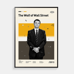 华尔街之狼装饰画客厅沙发背景墙画卧室壁画莱昂纳多电影海报挂画