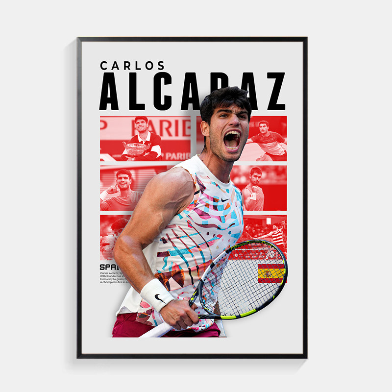 卡洛斯阿尔卡拉斯装饰画客厅沙发背景墙玄关卧室壁画网球明星挂画
