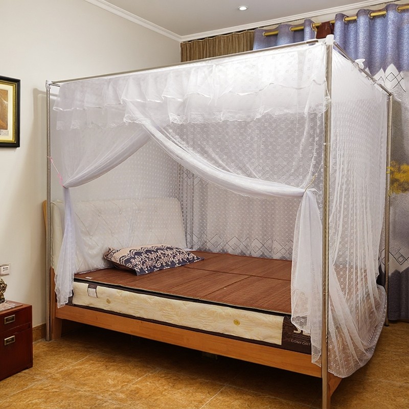 新款复古经典防蚊蚊帐单门蕾丝花边落地加高加厚防尘布顶