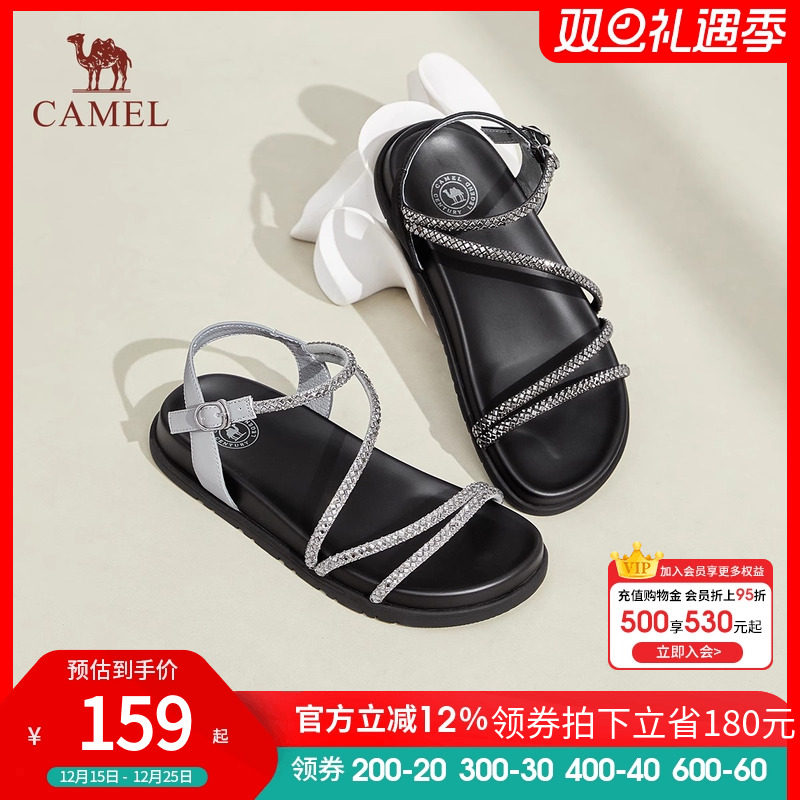 骆驼女鞋2025春季新款厚底增高百搭时装凉鞋时尚青春潮流休闲鞋