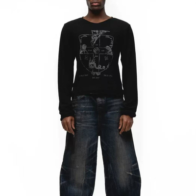 Nofaith双层手绘图案印花长袖