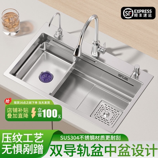 德国厨房水槽304不锈钢洗菜盆手工加厚洗碗槽水池家用单槽池套餐