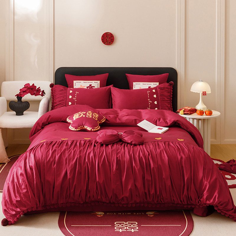 婚庆四件套全棉长绒棉高端刺绣新婚床上用品纯棉七件套陪嫁喜被,床上用品,婚庆床品套件,淘宝优惠券,粉丝福利购,淘宝优惠卷