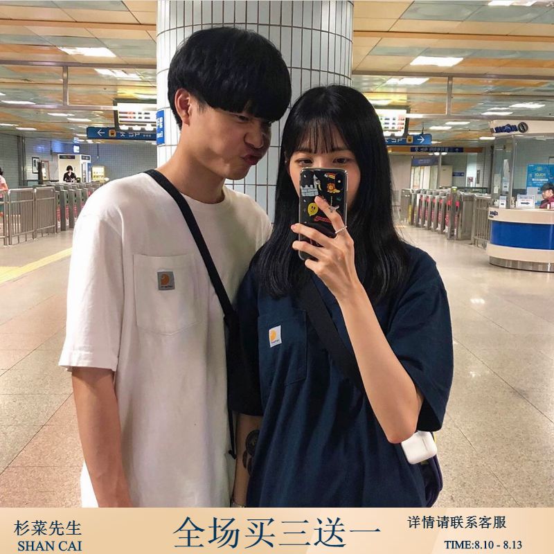 卡哈特Carhartt经典款纯色口袋圆领短袖宽松休闲情侣百搭T恤男女|ruв категории Мужская одежда, футболка - от Buy2taobao.com для оказания профессиональной услуги покупки агента Taobao