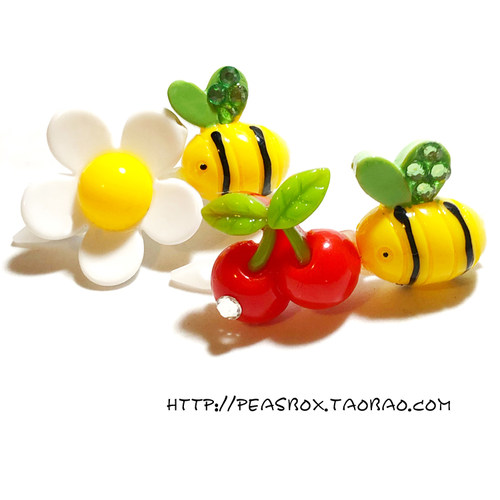 豌豆铺Peas box |蜜蜂雏菊樱桃清新宠物头饰泰迪马尔济斯西施发夹