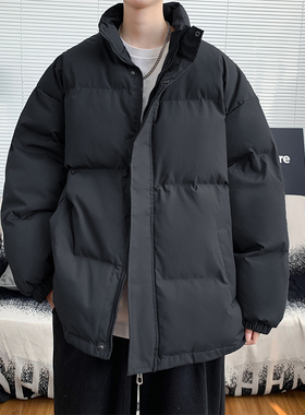 羽绒棉服男款潮流轻薄棉衣2024新款加厚大码保暖黑色面包服外套