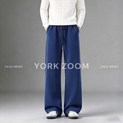 York Zoom秋季新品潮流卫裤男女微喇休闲裤cleanfit弯刀拉链裤