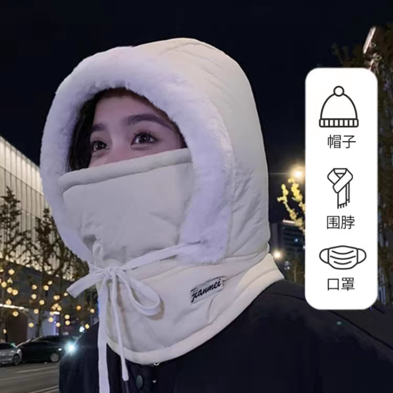 男女同款秋冬平檐加绒加厚套头帽