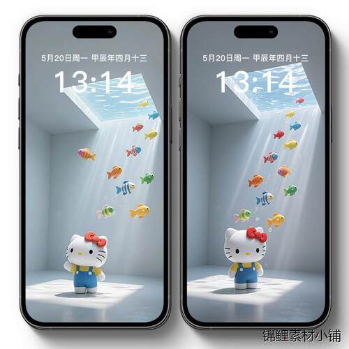 KT猫HelloKitty猫光影小鱼动态壁纸苹果安卓手机平板高清锁屏图片