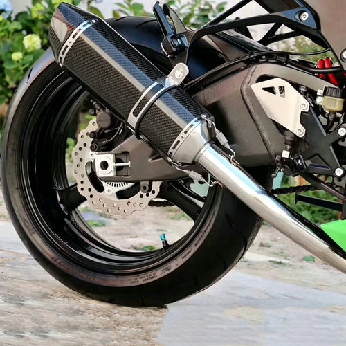 四角R77S摩托车仿碳纤排气管改装GSX250R 春风250SR Z900改装尾段