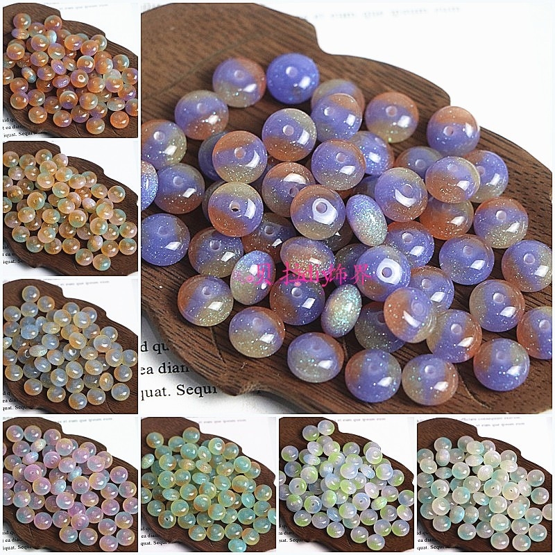 新品6x10mm树脂细闪碧波算盘珠 手工串珠散珠diy手链手机链配件